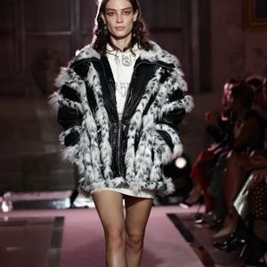 RARE giambattista valli leather & faux fur jacket